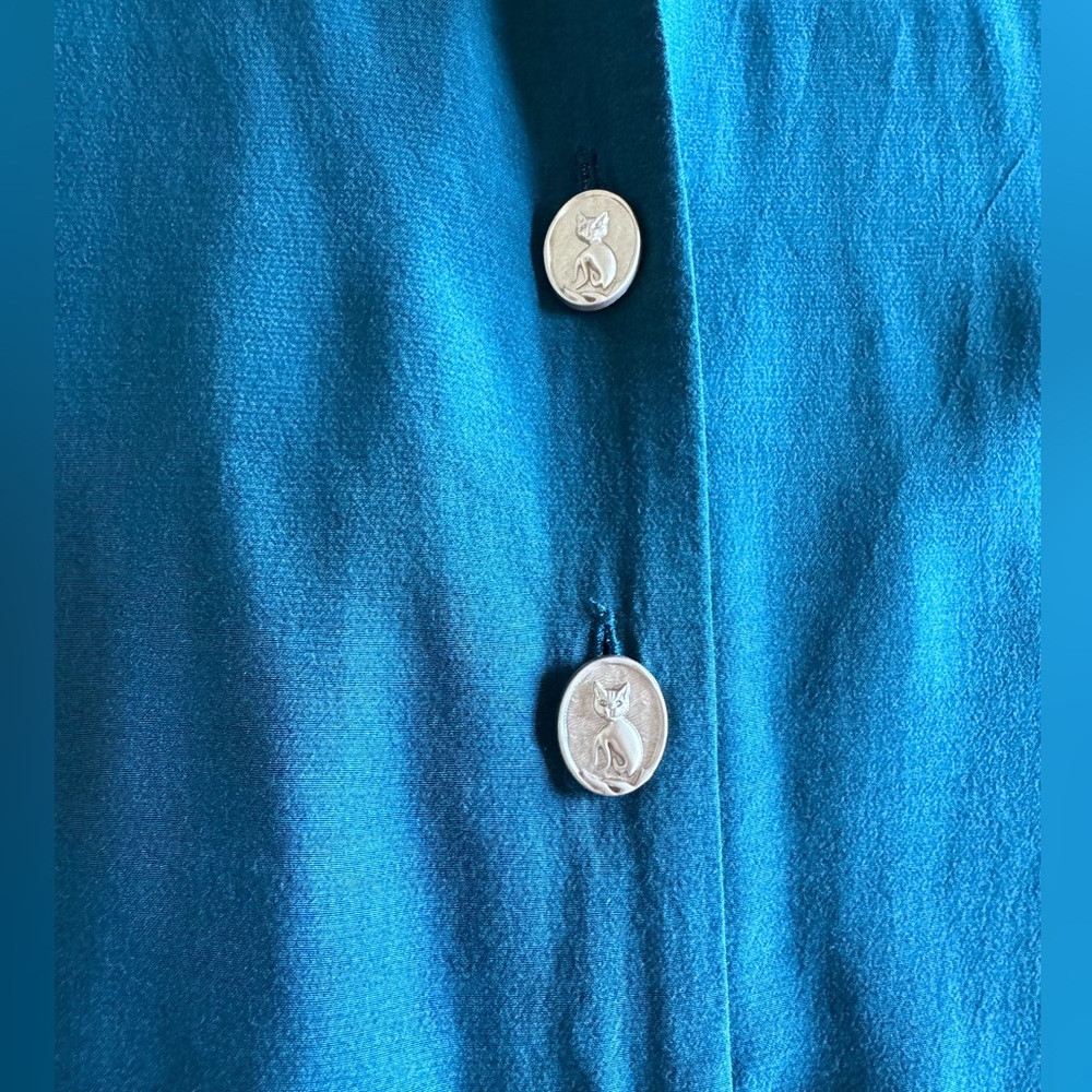 Modcloth Such A Cat-Ch Button Up Top Emerald Gree… - image 7